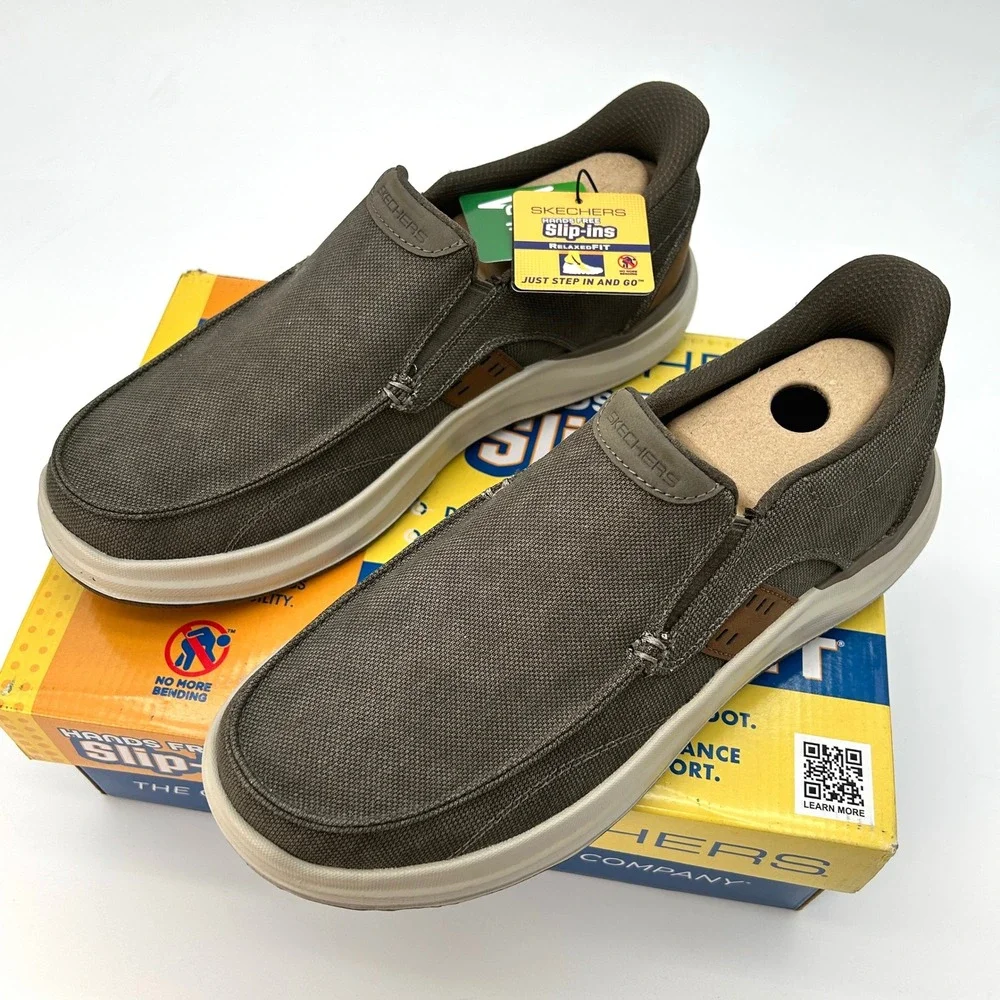 Vegan Mens Loafers Skechers Slip-ins Altman Murdock Size 9 Olive Memory Foam NEW